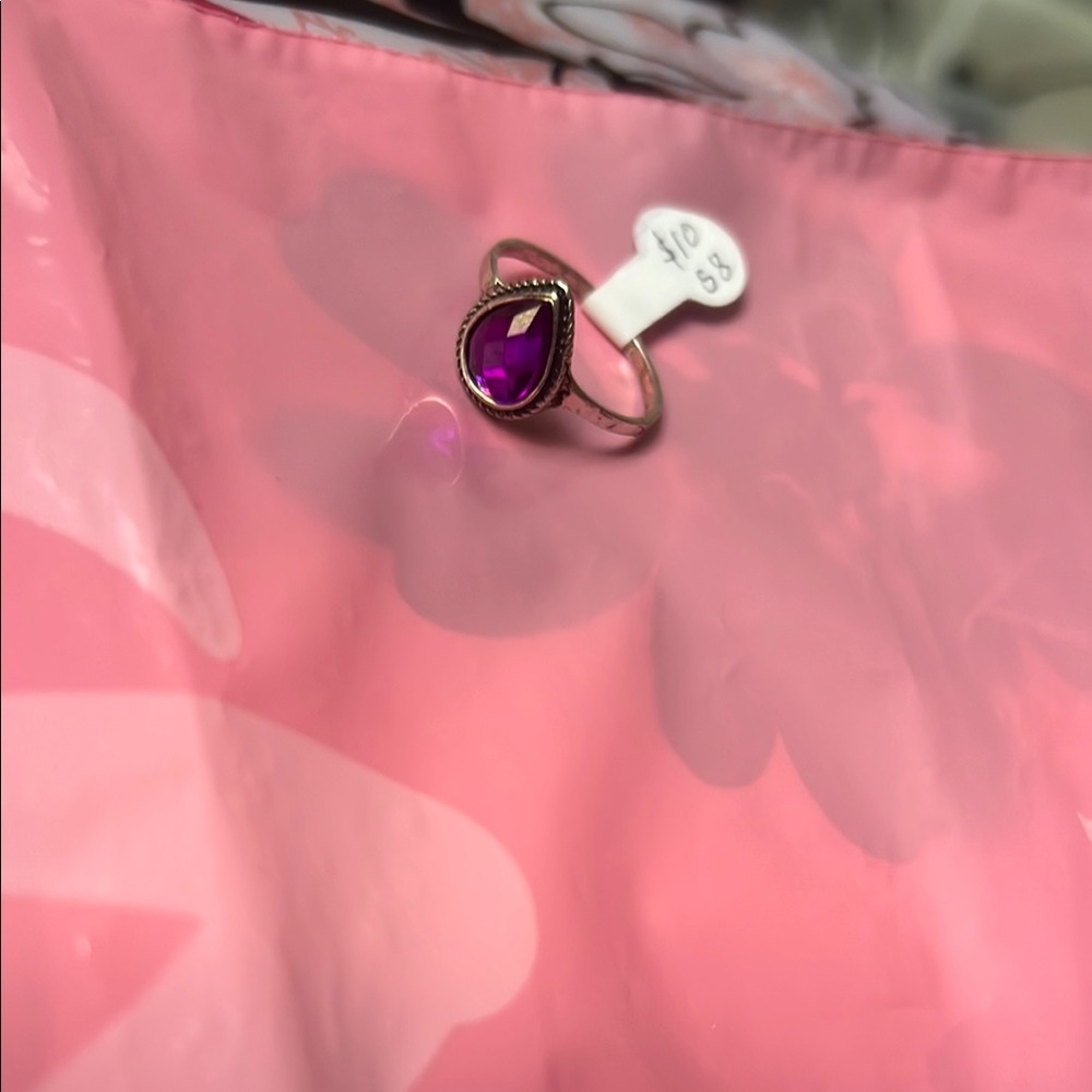 Purple Teardrop Ring Size 8